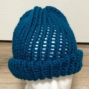 Hand Knit Beanie Hat Homemade Adult OSFM